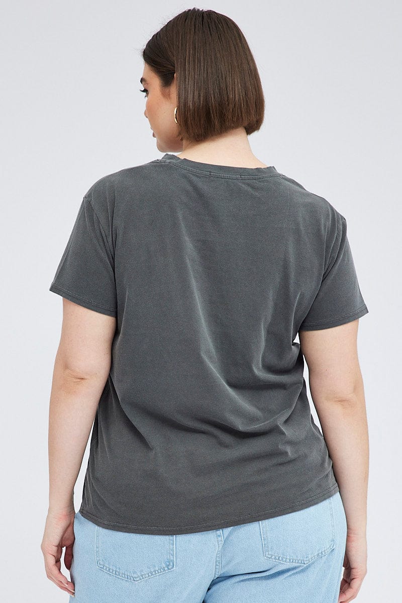Black T-shirt Short Sleeve Crew Neck Washed - Image 5