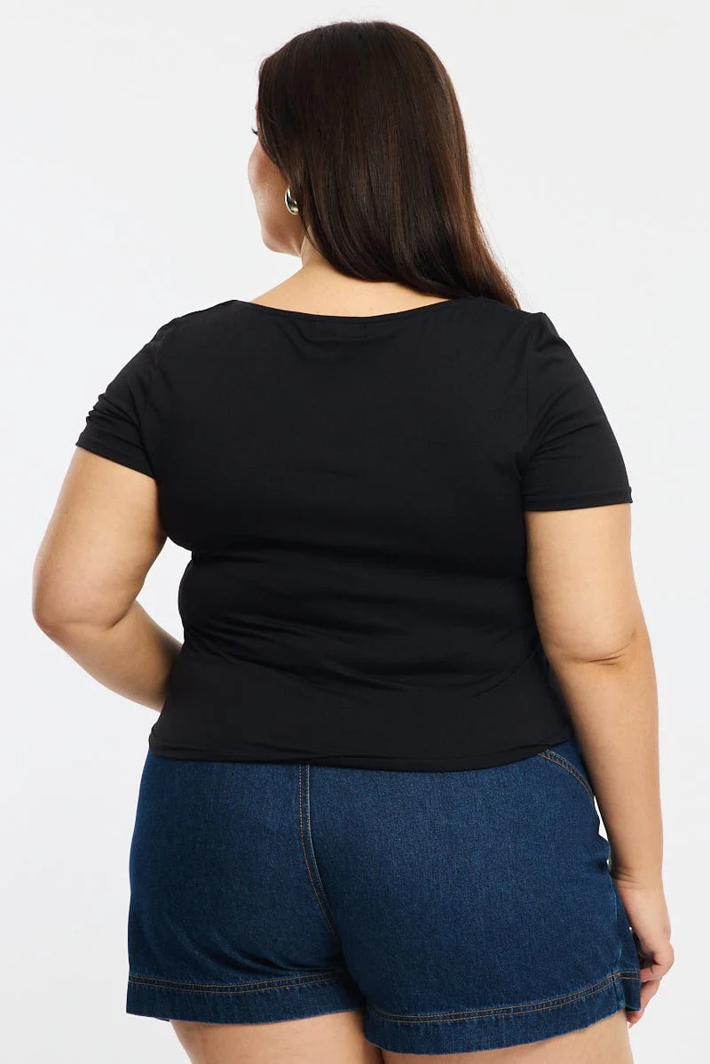 Black T-shirt Short Sleeve Scoop Neck - Image 4