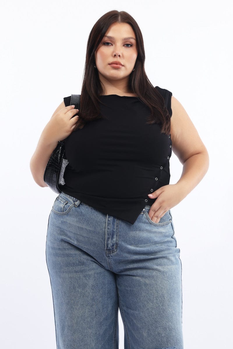 Black Tank Asymmetrical Hem - Image 2