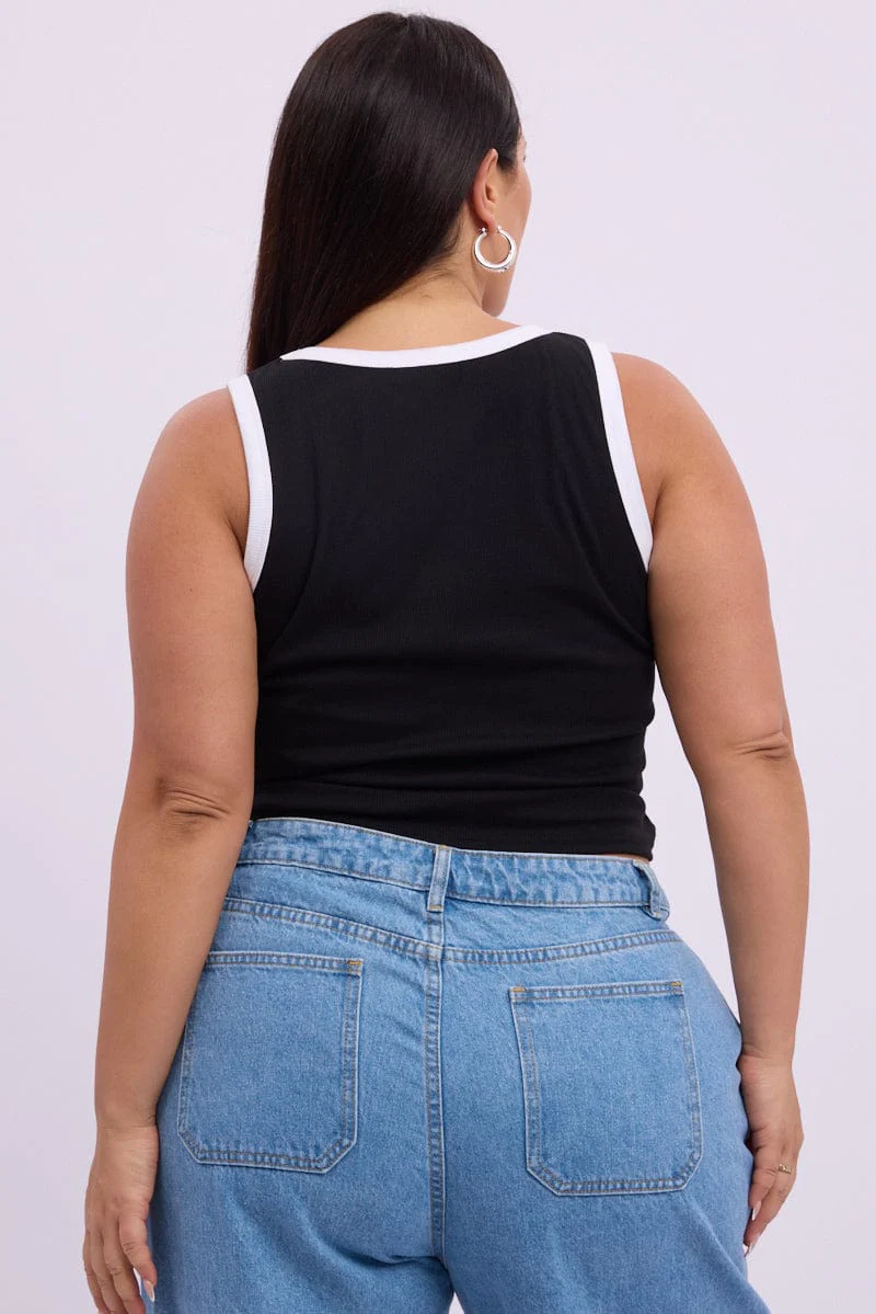 Black Tank Top Contrast Binding - Image 5