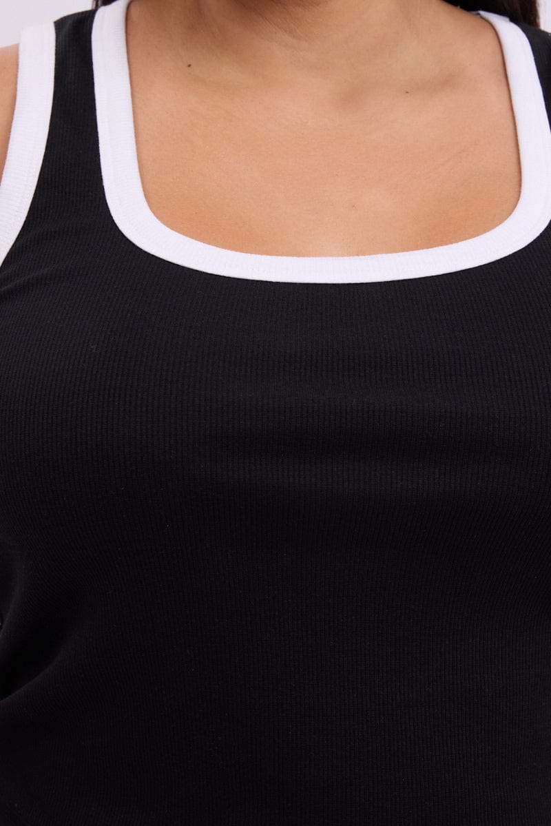 Black Tank Top Contrast Binding - Image 6