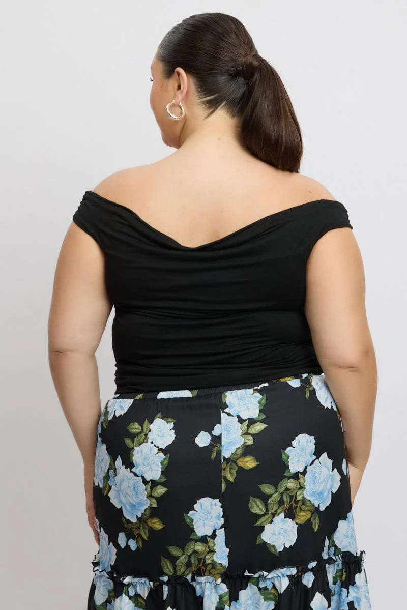 Black Tank Top Cowl Neck Side Ruched - Image 5