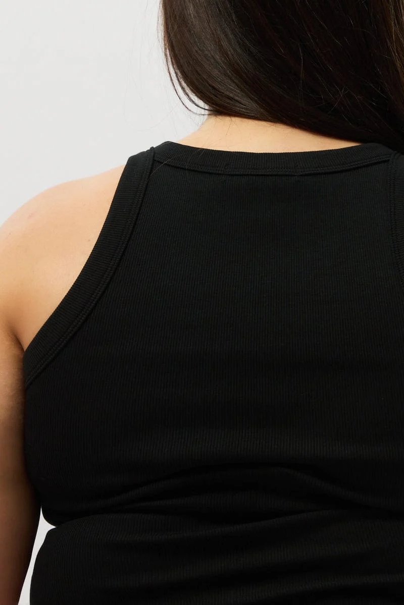 Black Tank Top Crew Neck Rib - Image 6
