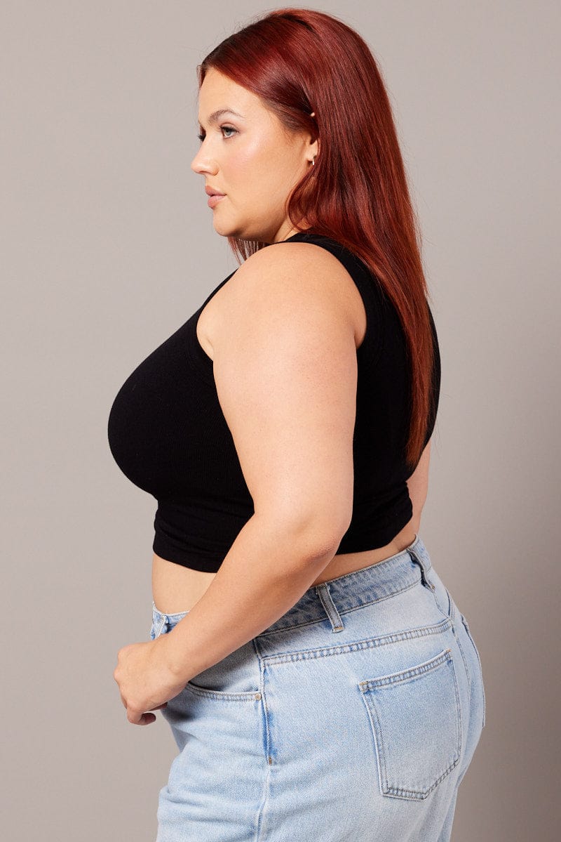 Black Tank Top Crew Neck Seamless - Image 4