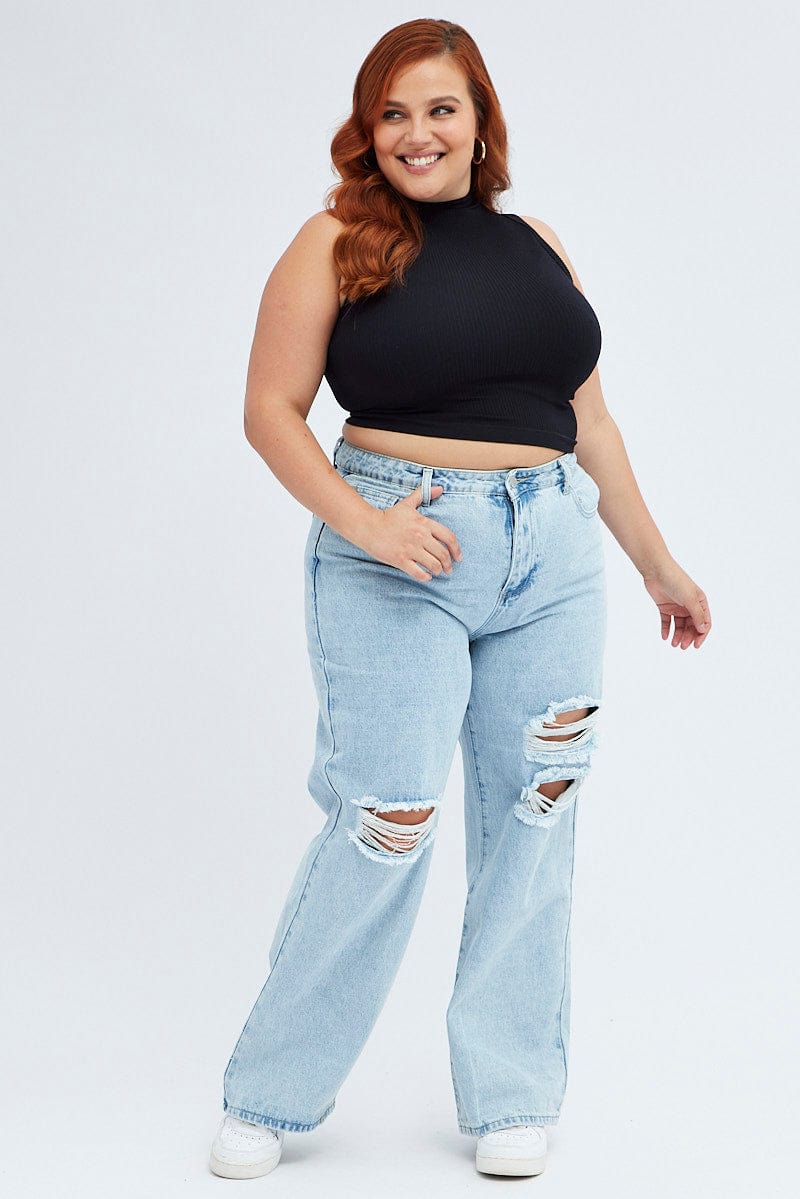 Black Tank Top High Neck Seamless - Image 2