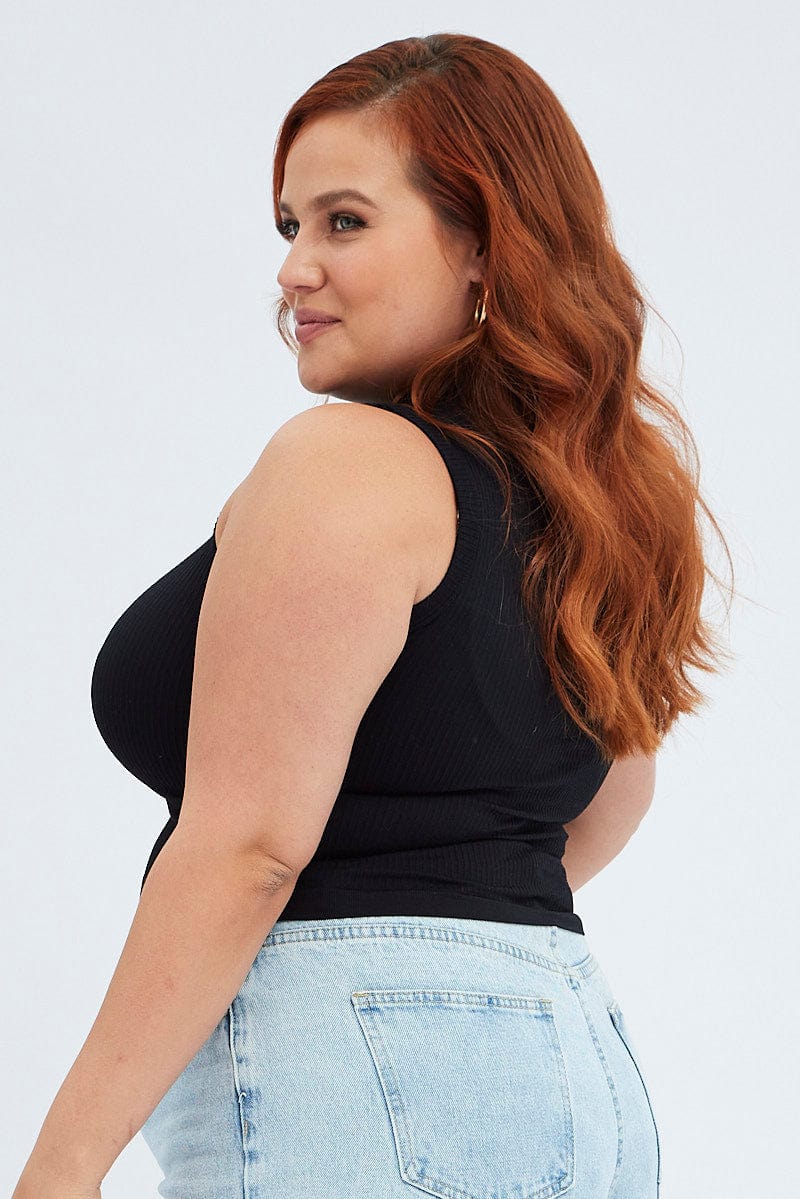 Black Tank Top High Neck Seamless - Image 4