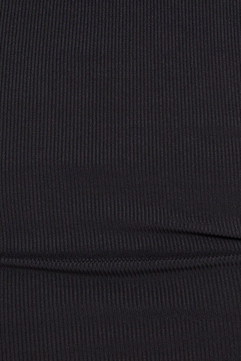 Black Tank Top Round Neck Sleeveless Rib Crop - Image 6