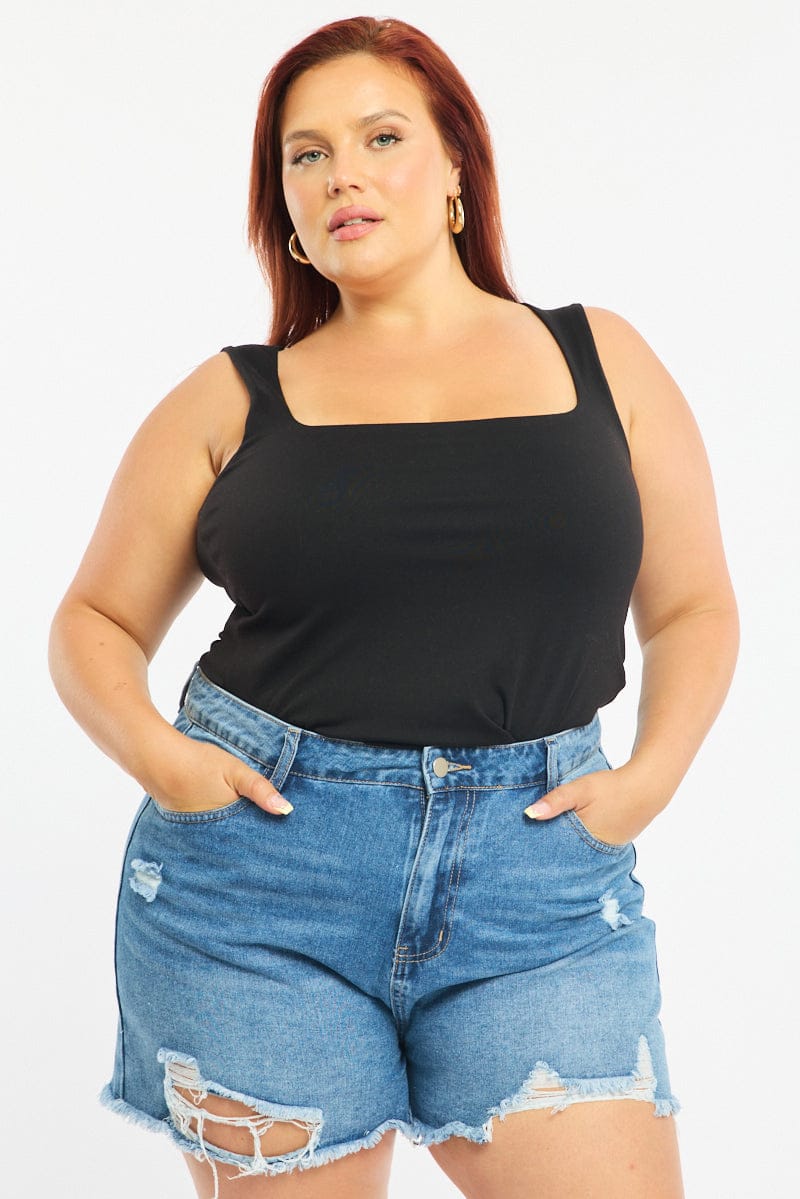 Black Tank Top Scoop Neck