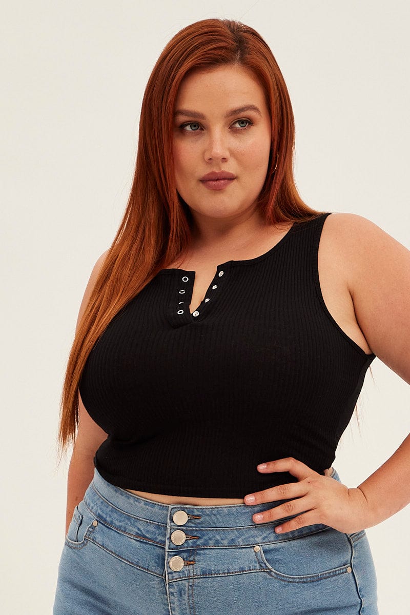 Black Tank Top Sleeveless Button Down - Image 3