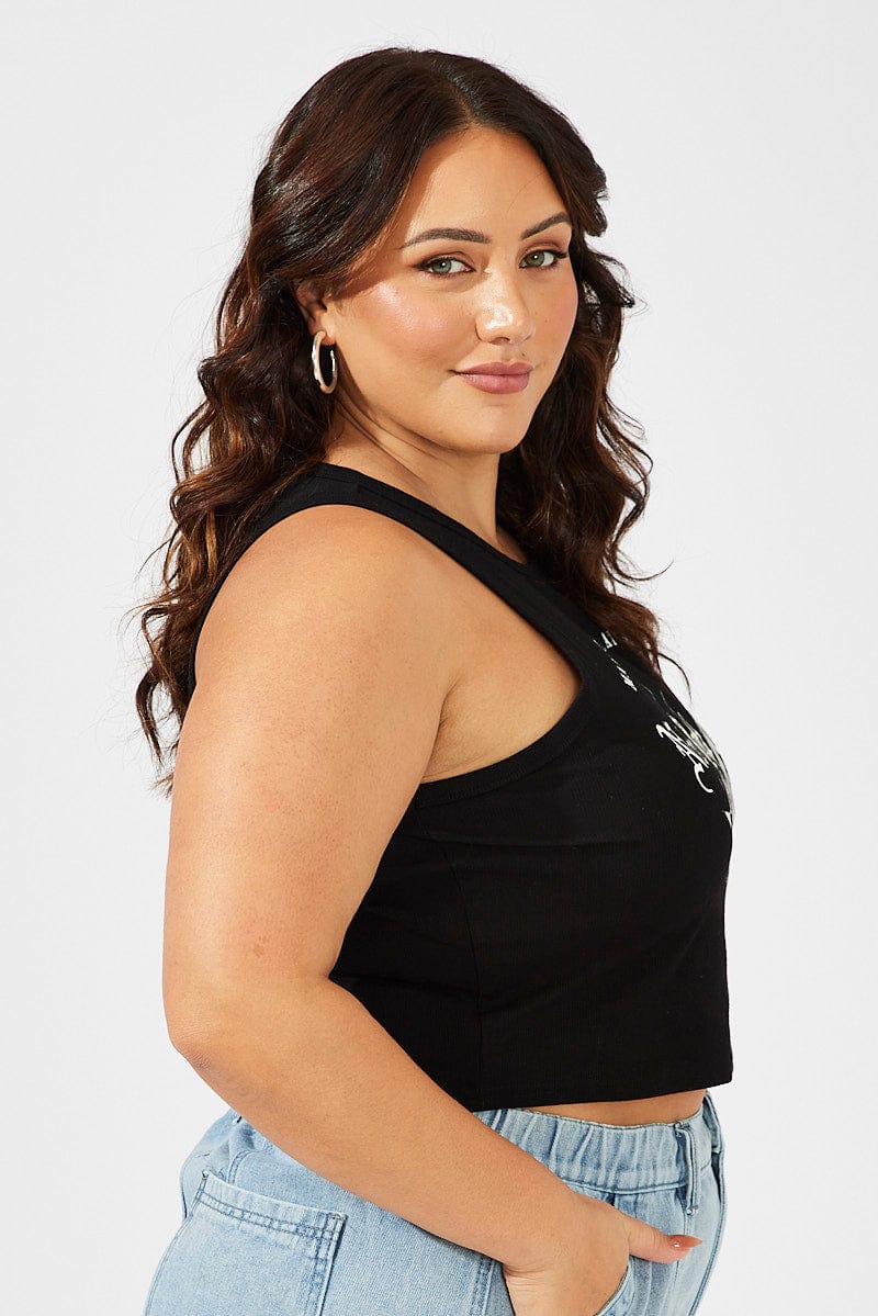Black Tank Top Sleeveless Crew Neck Graphic New York - Image 4