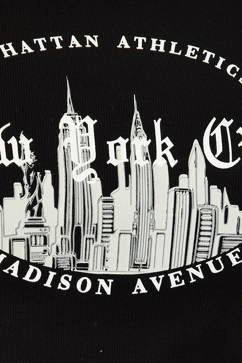 Black Tank Top Sleeveless Crew Neck Graphic New York - Image 6