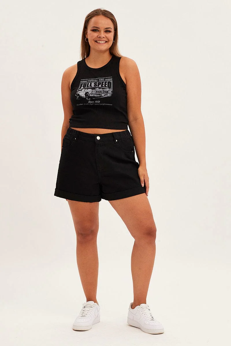 Black Tank Top Sleeveless Full Speed Rib Jersey - Image 2
