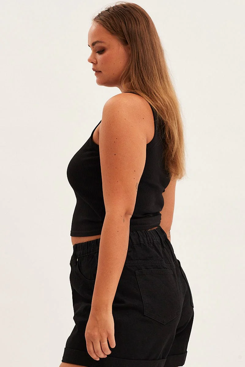 Black Tank Top Sleeveless Full Speed Rib Jersey - Image 4