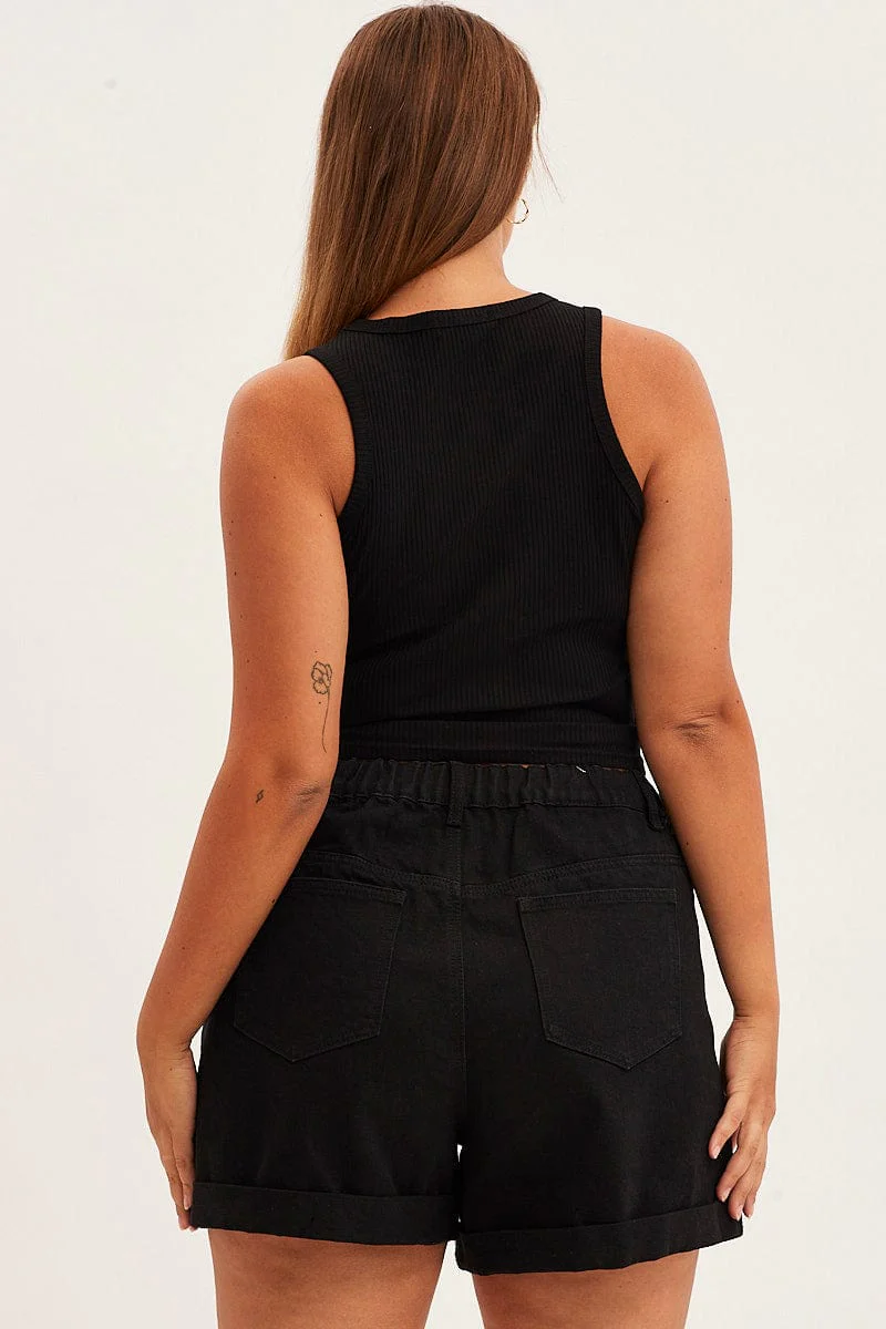 Black Tank Top Sleeveless Full Speed Rib Jersey - Image 5