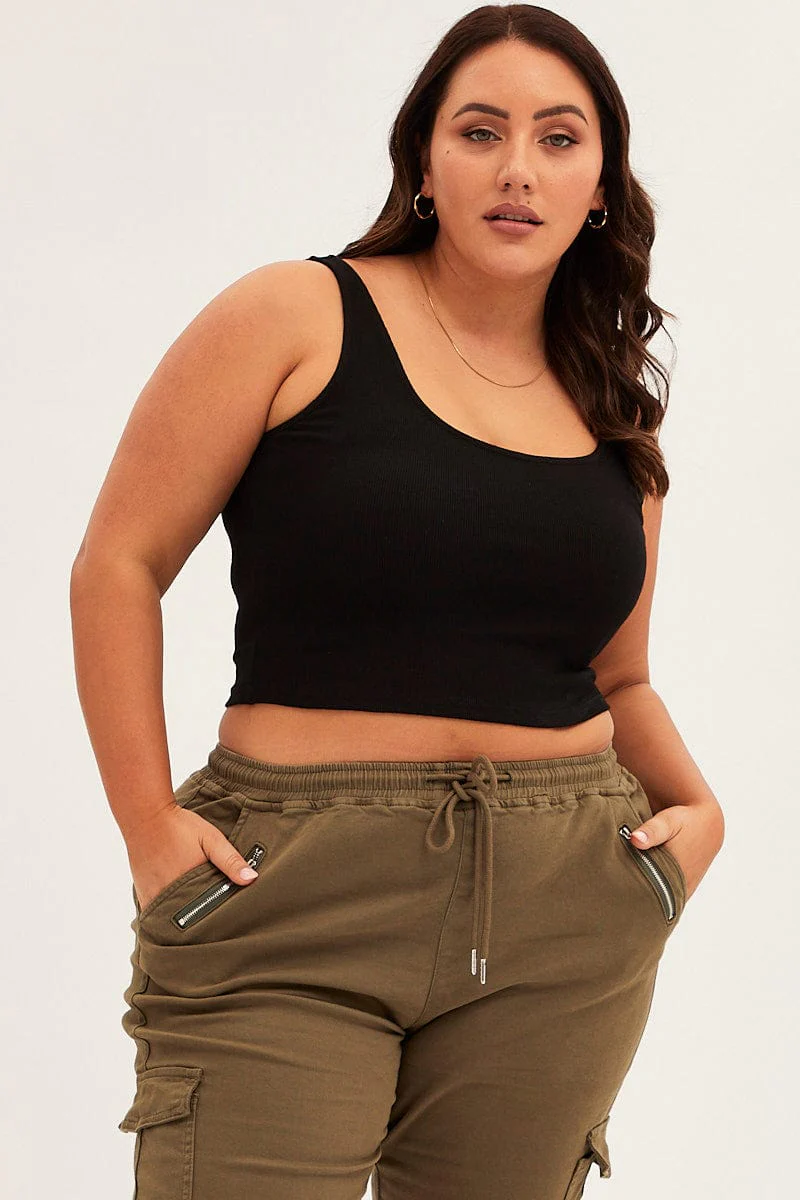 Black Tank Top Sleeveless Round Neck - Image 3