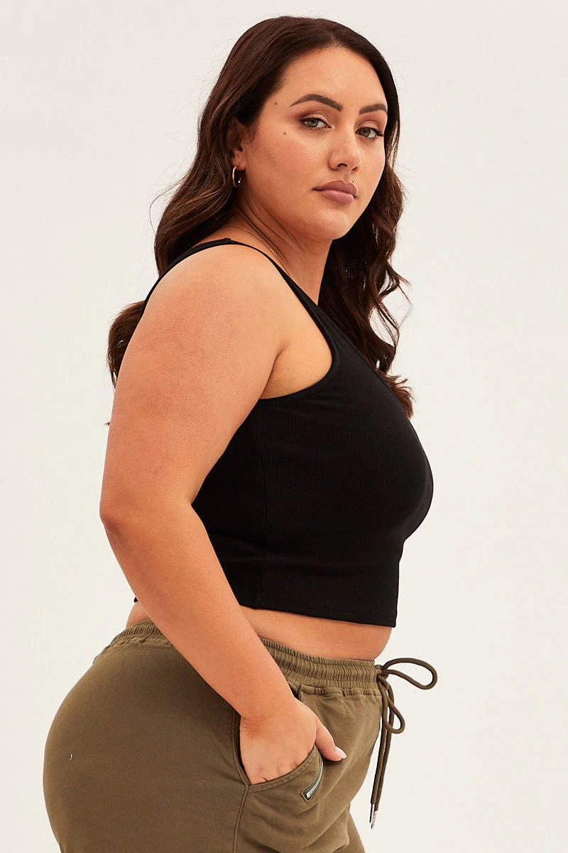 Black Tank Top Sleeveless Round Neck - Image 4