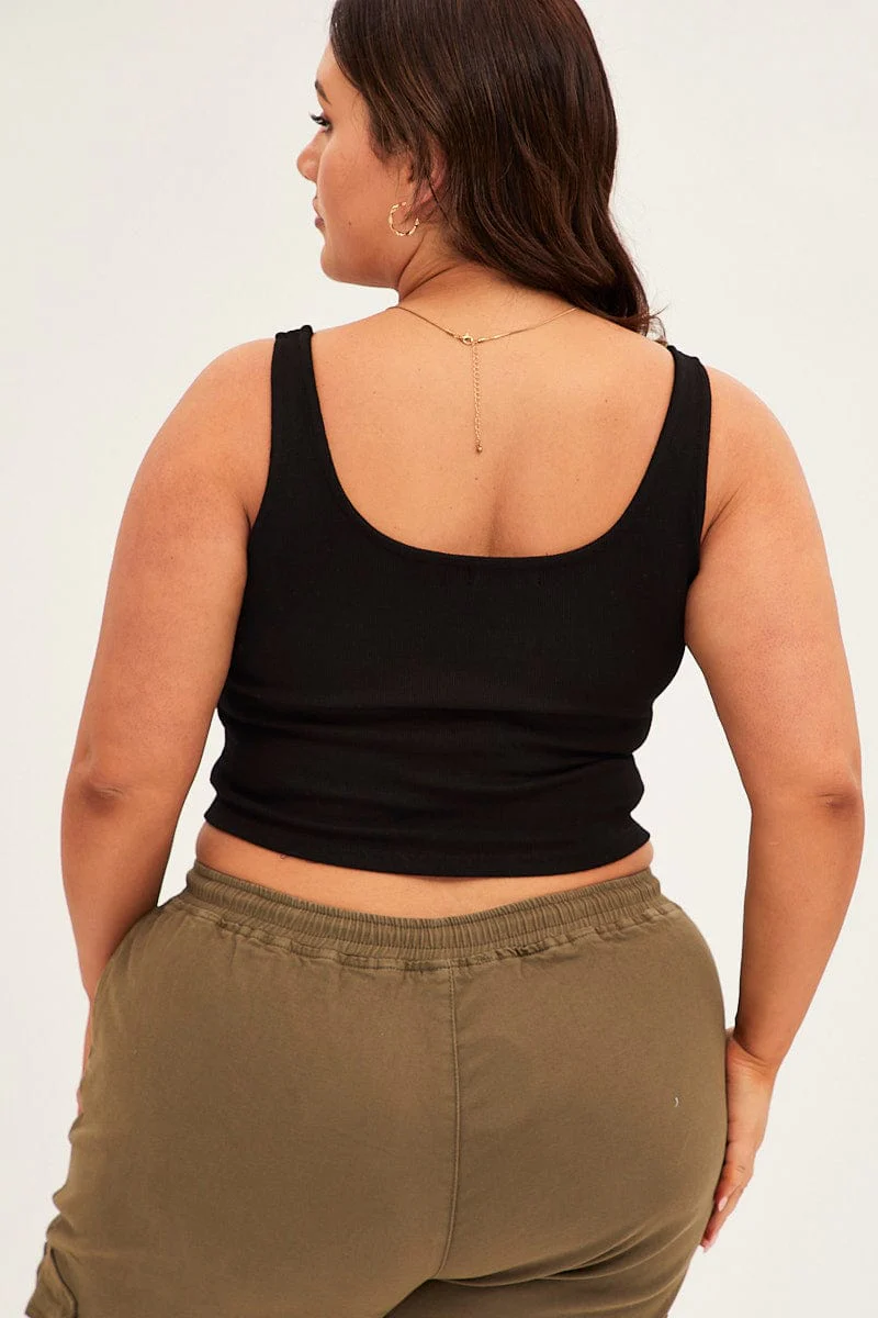 Black Tank Top Sleeveless Round Neck - Image 5