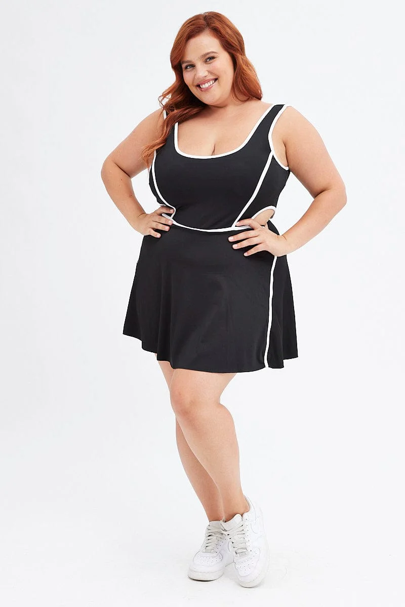 Black Tennis Dress With Shorts Inbuilt - Image 2