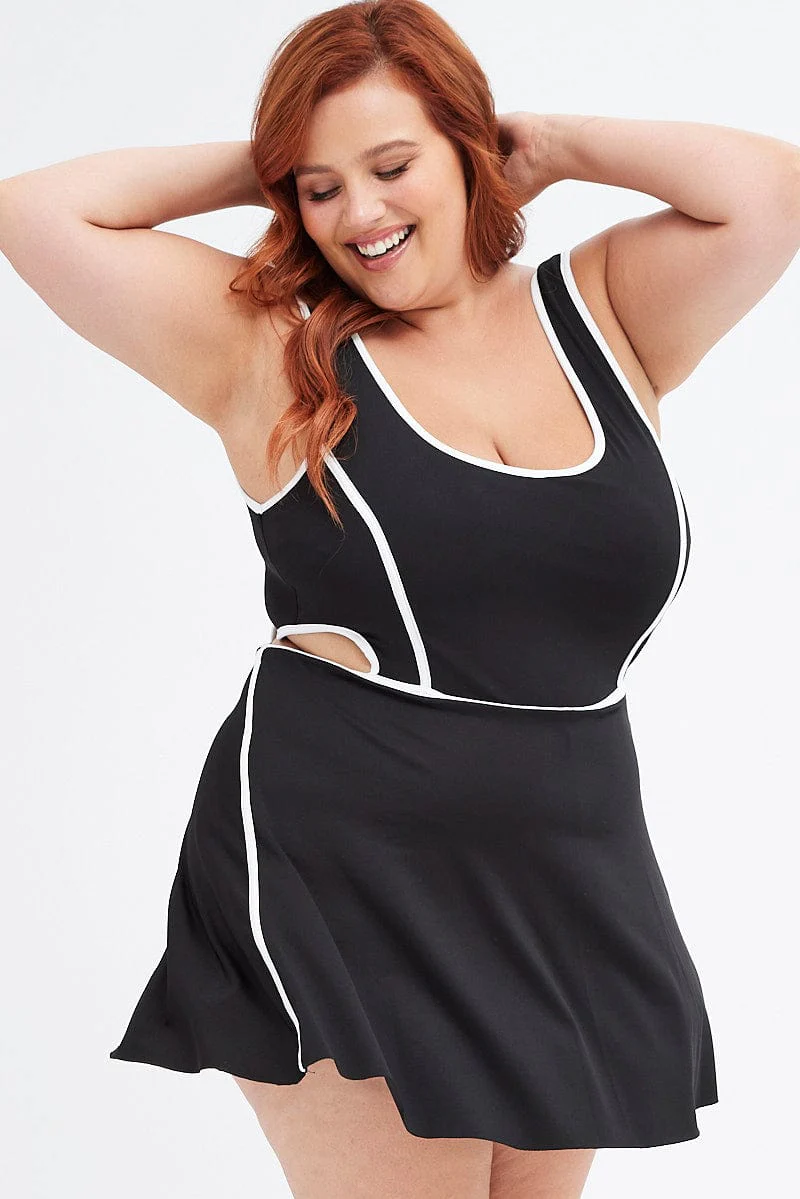 Black Tennis Dress With Shorts Inbuilt - Image 3