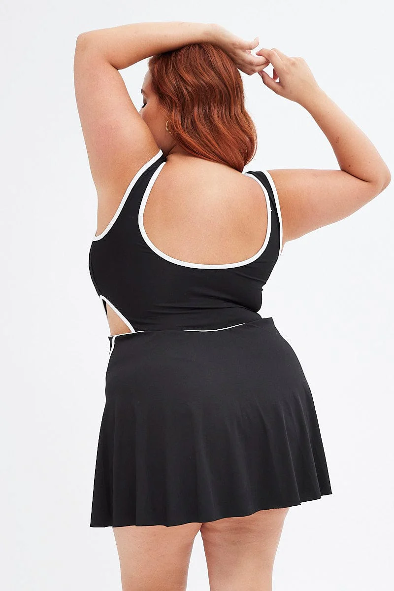 Black Tennis Dress With Shorts Inbuilt - Image 5
