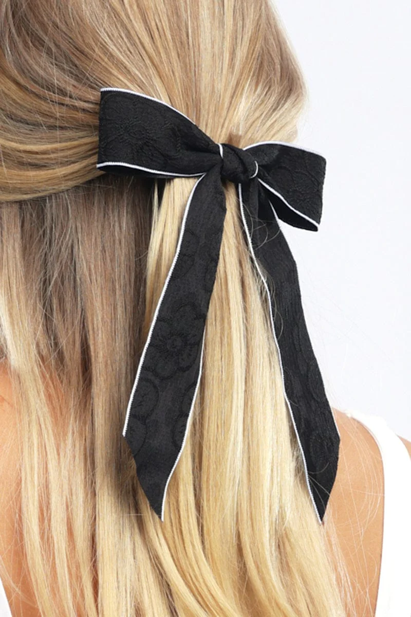 Black Textured Hair Bow - Image 2