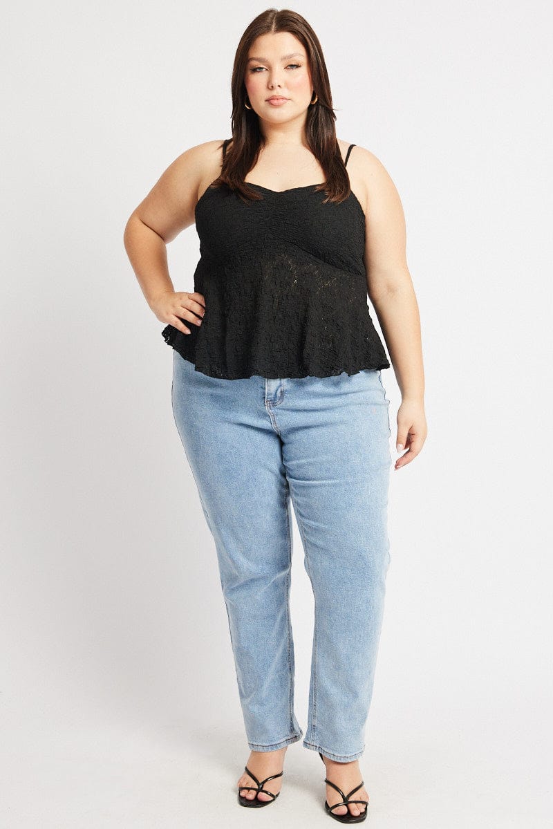 Black Textured Peplum Single - Image 2