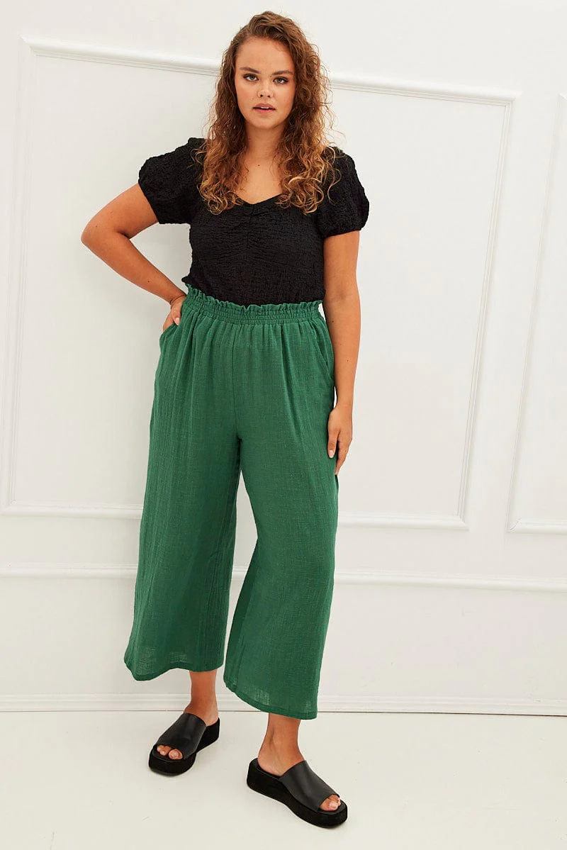 Black Textured Peplum Top - Image 2
