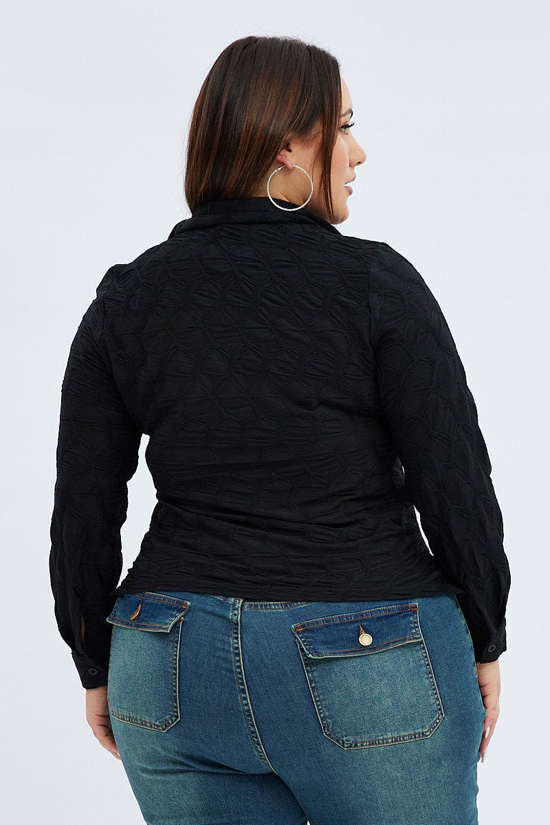 Black Textured Shirt Long Sleeve - Image 5