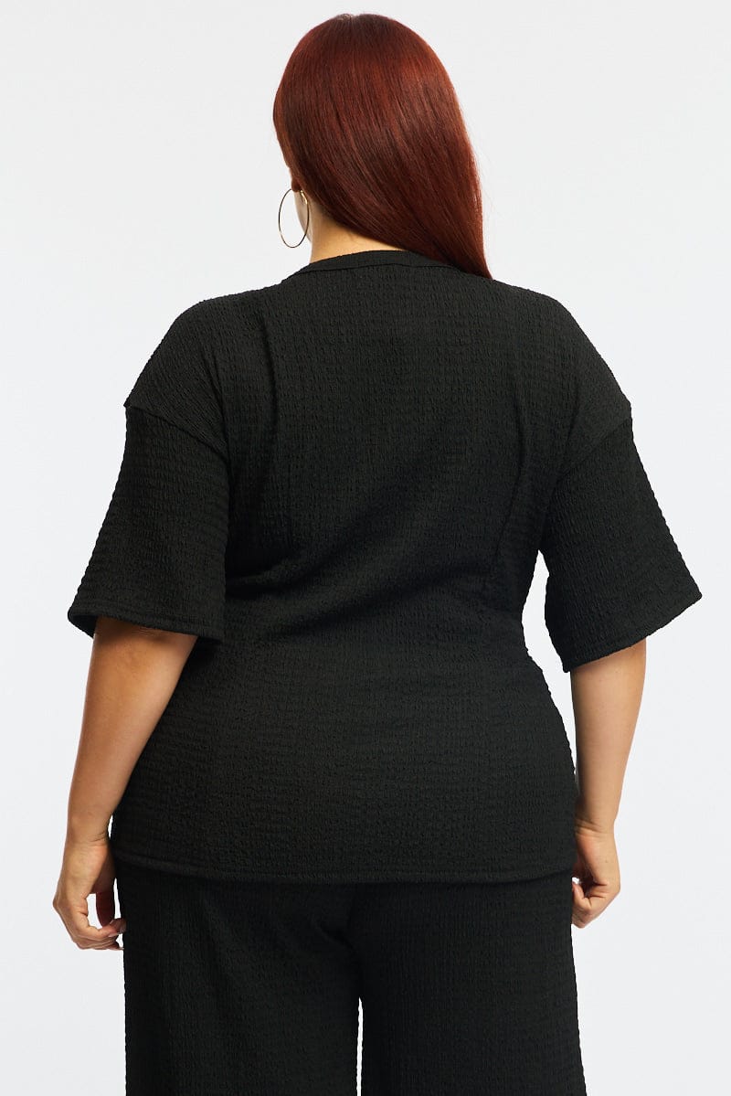 Black Textured Top Short Sleeve - Image 6