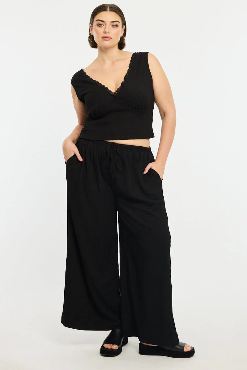 Black Textured Top Sleeveless - Image 2