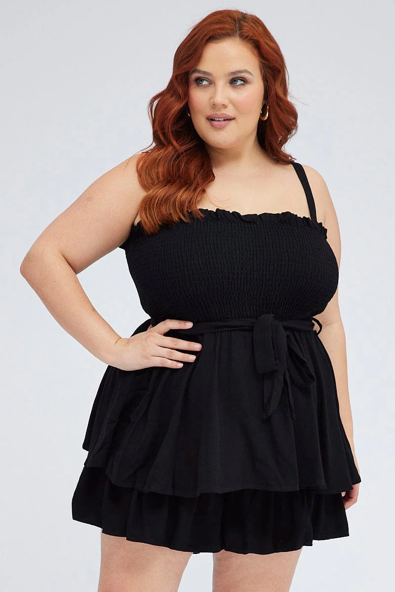 Black Tie Playsuit Square Neck Sleeveless - Image 3