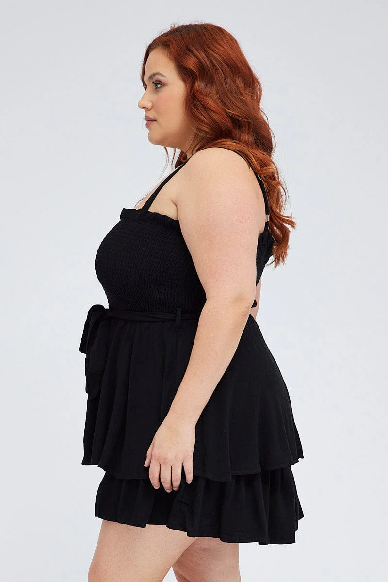 Black Tie Playsuit Square Neck Sleeveless - Image 4