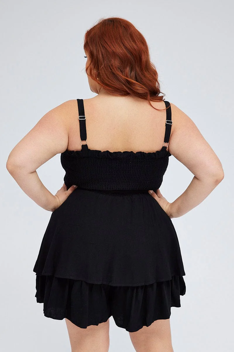 Black Tie Playsuit Square Neck Sleeveless - Image 5