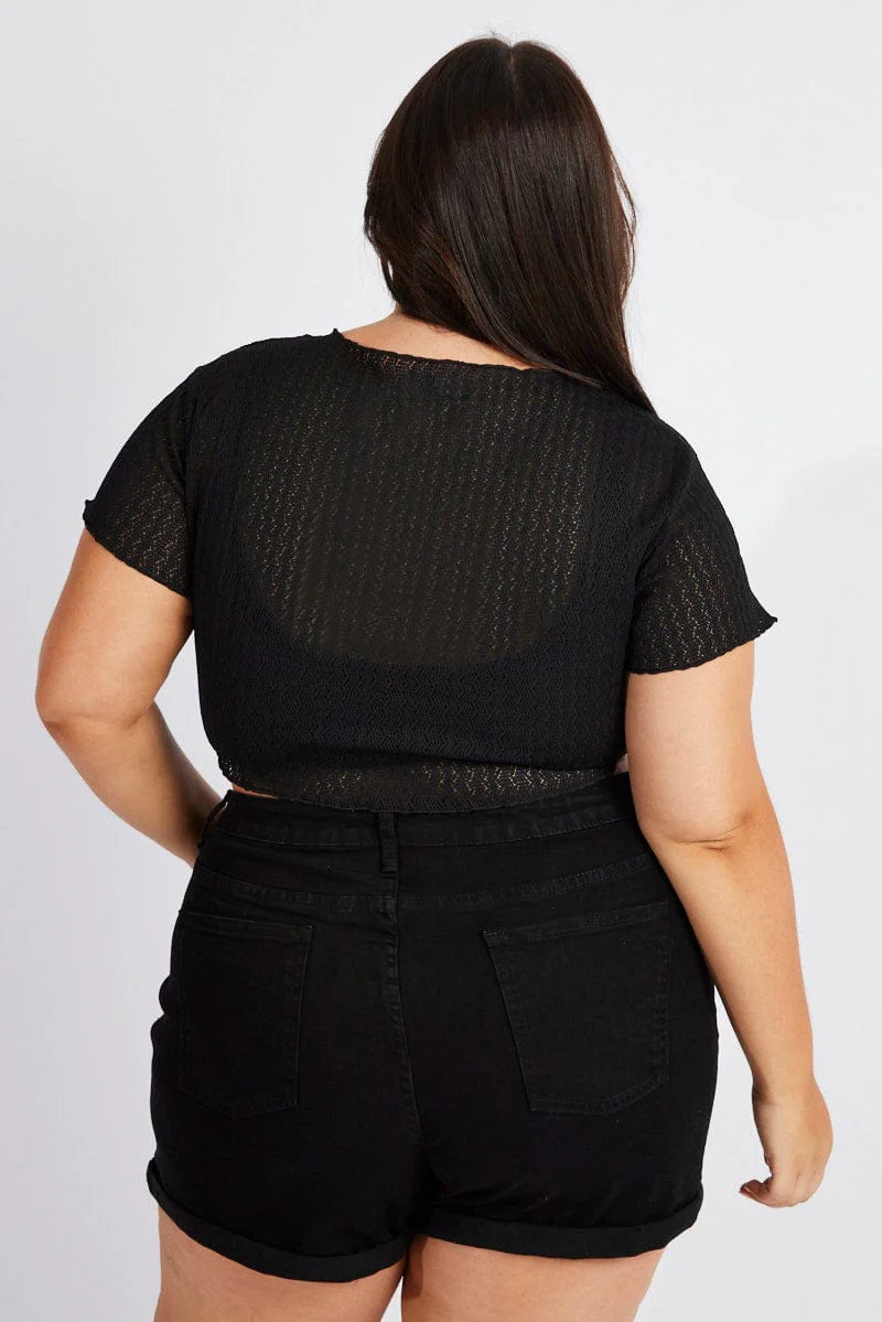 Black Tie Up Cardigan Ruffle Sleeve - Image 5