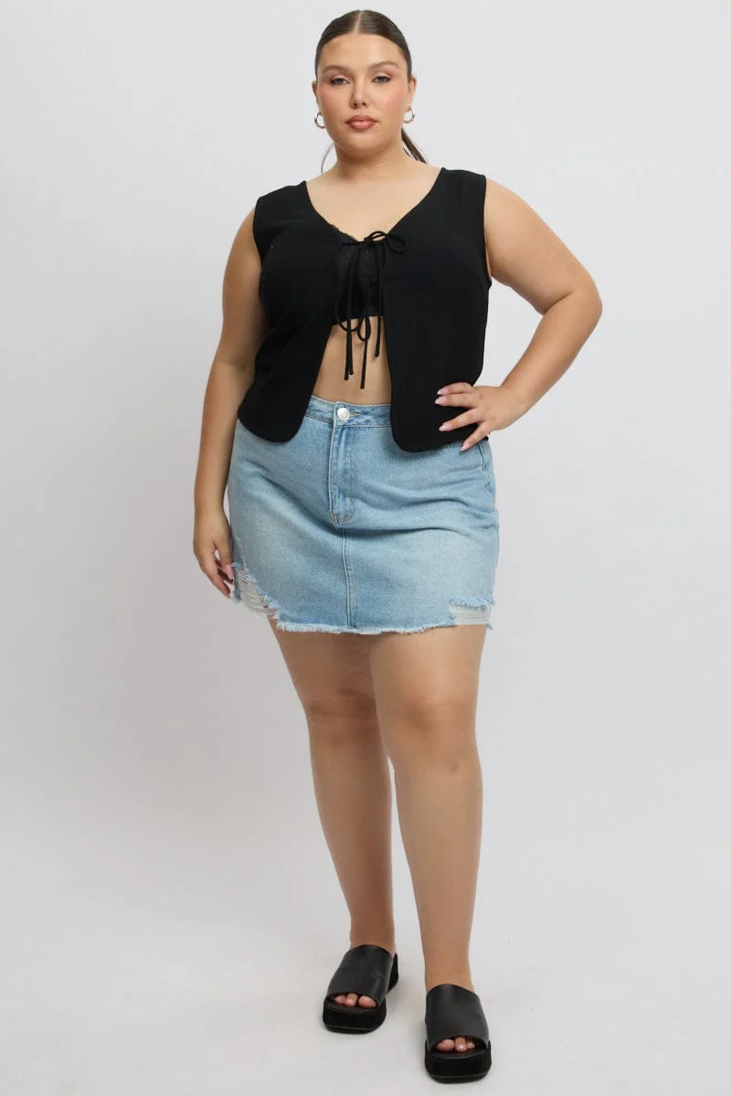 Black Tie Up Vest - Image 2