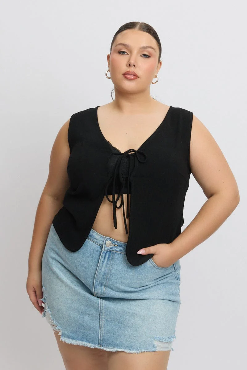 Black Tie Up Vest - Image 3