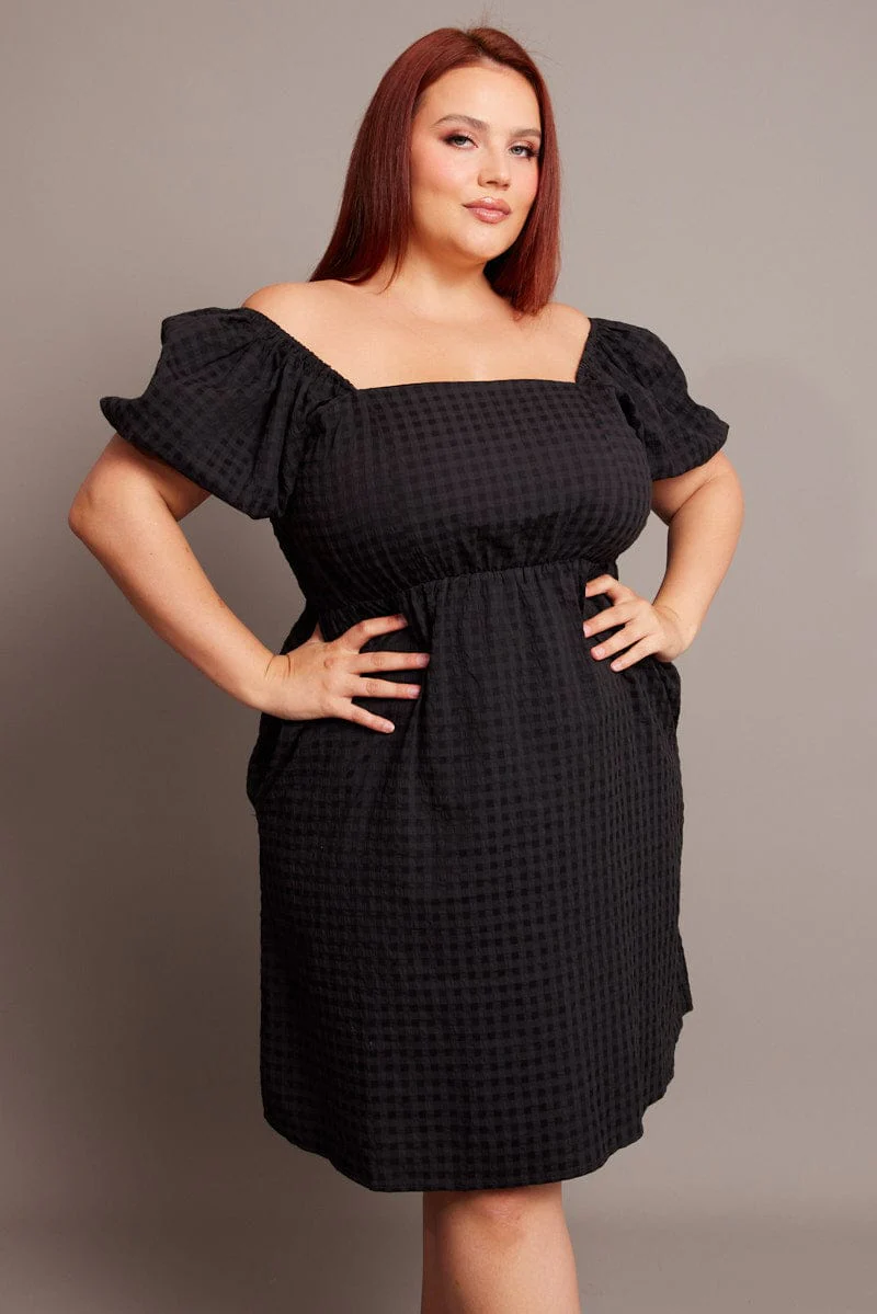 Black Tonal Check Minidress - Image 2