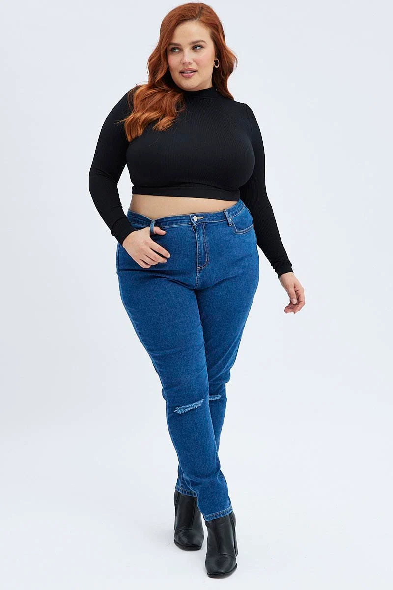Black Top Long Sleeve High Neck Seamless - Image 2