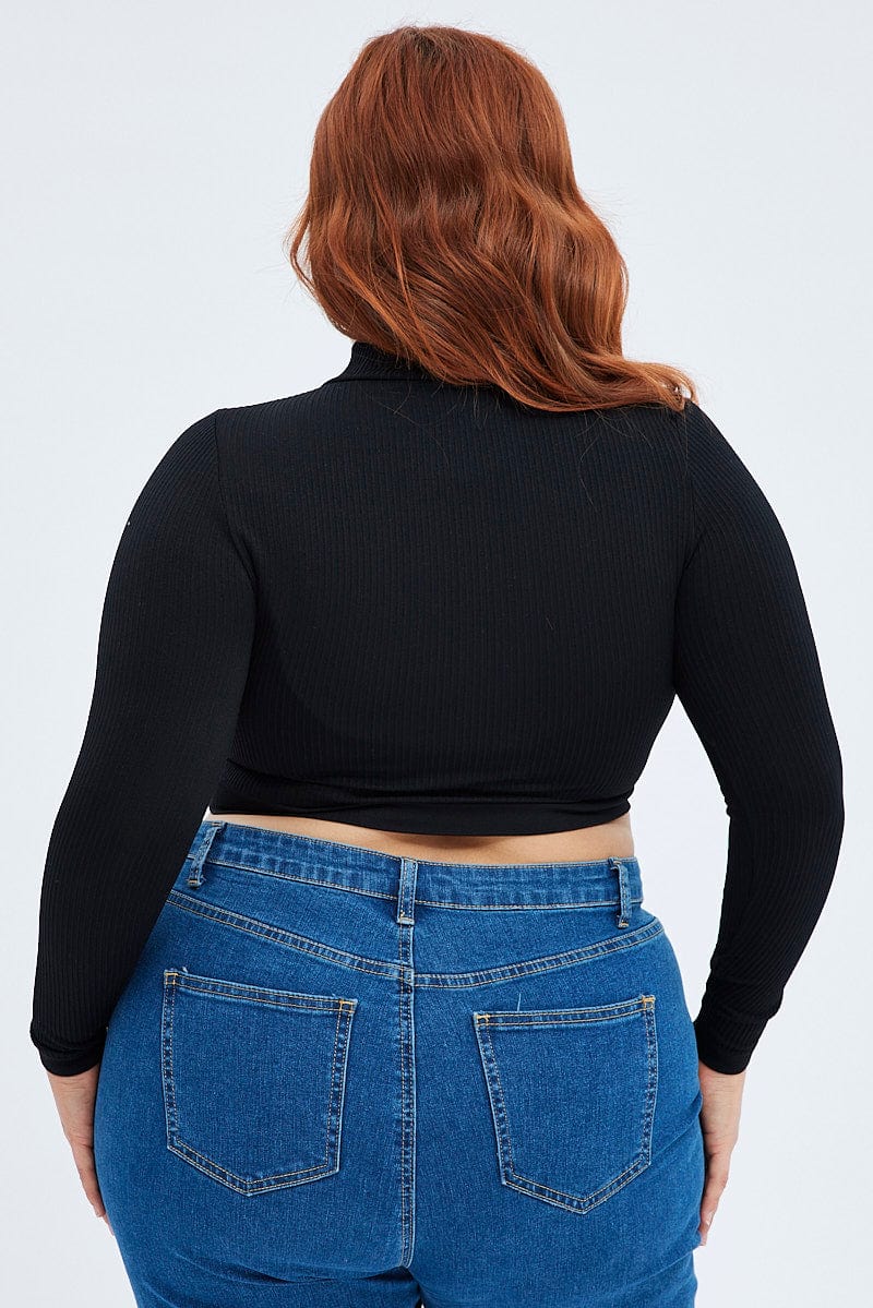 Black Top Long Sleeve High Neck Seamless - Image 5