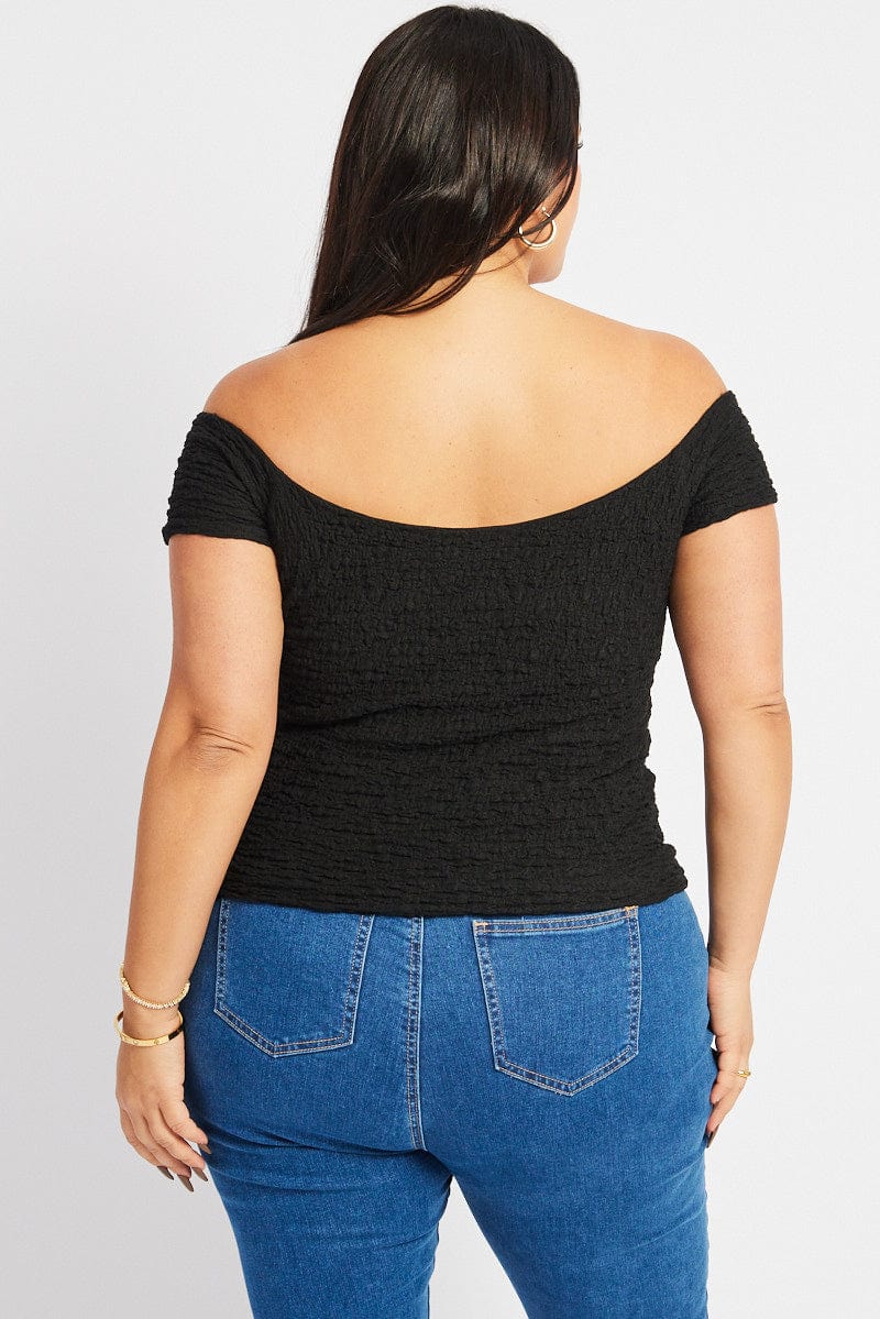 Black Top Off Shoulder Textured - Image 5