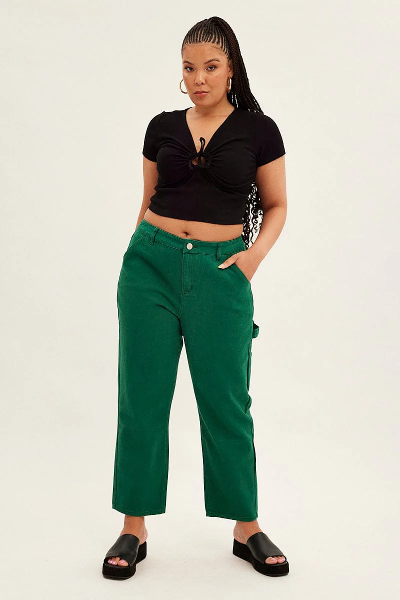 Black Top Short Sleeve V-neck - Image 2