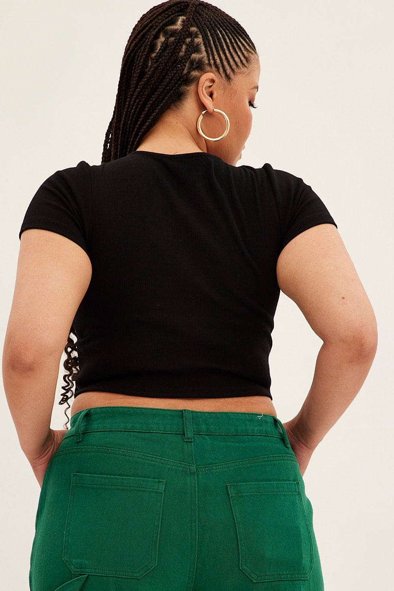 Black Top Short Sleeve V-neck - Image 5