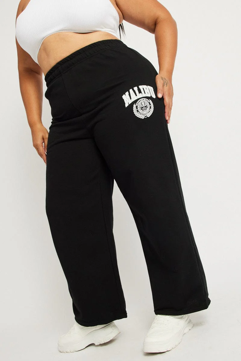 Black Track Pants Wide Leg - Image 3