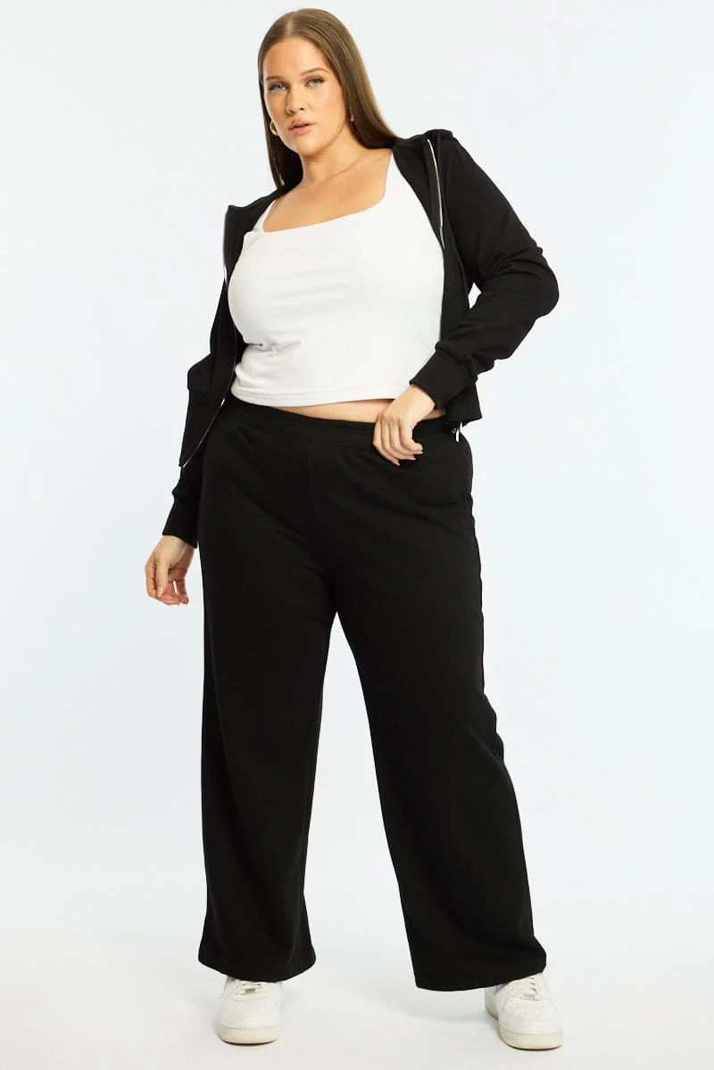 Black Track Pants Wide Leg
