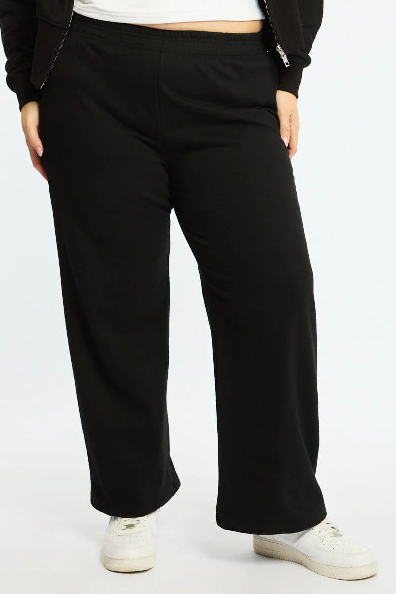Black Track Pants Wide Leg - Image 2