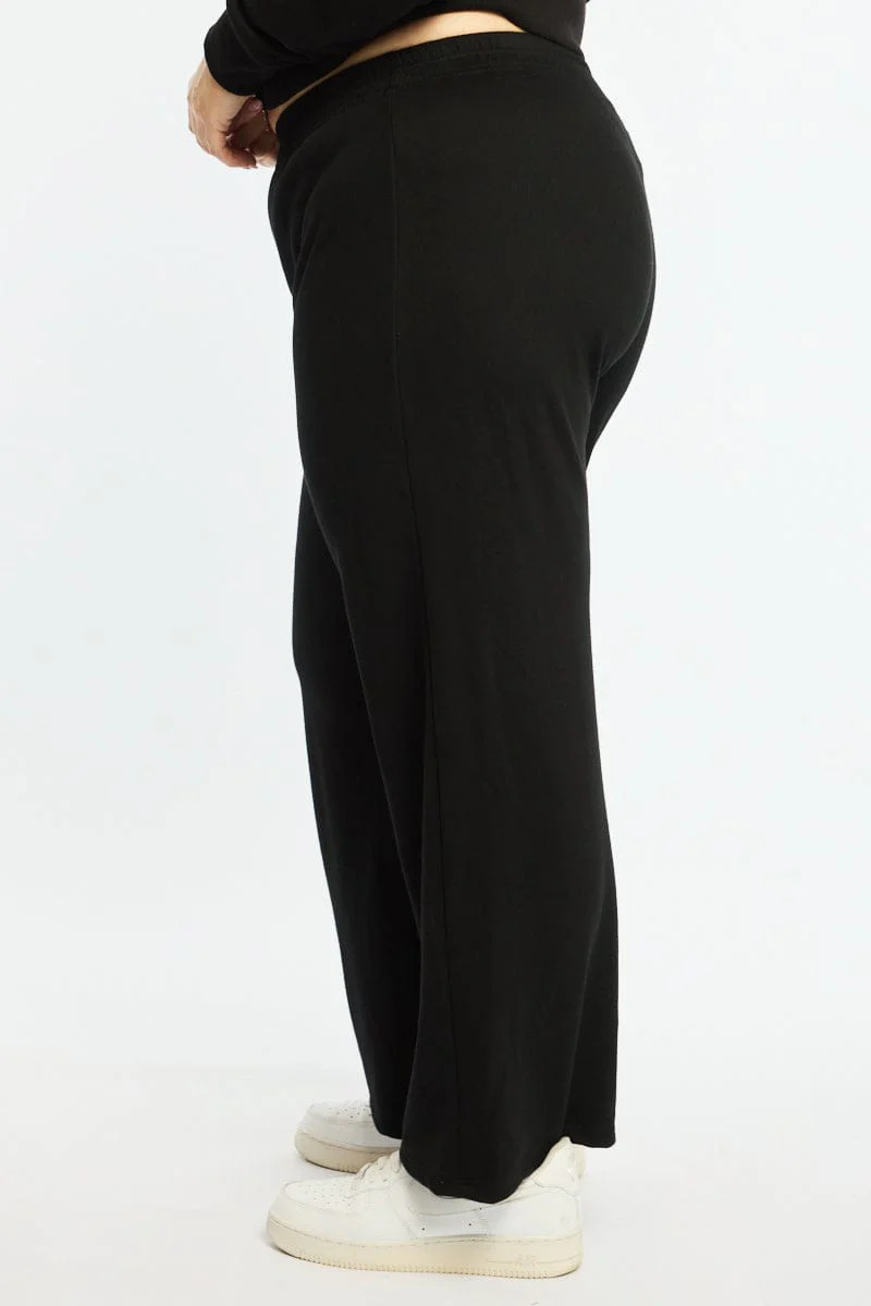Black Track Pants Wide Leg - Image 3