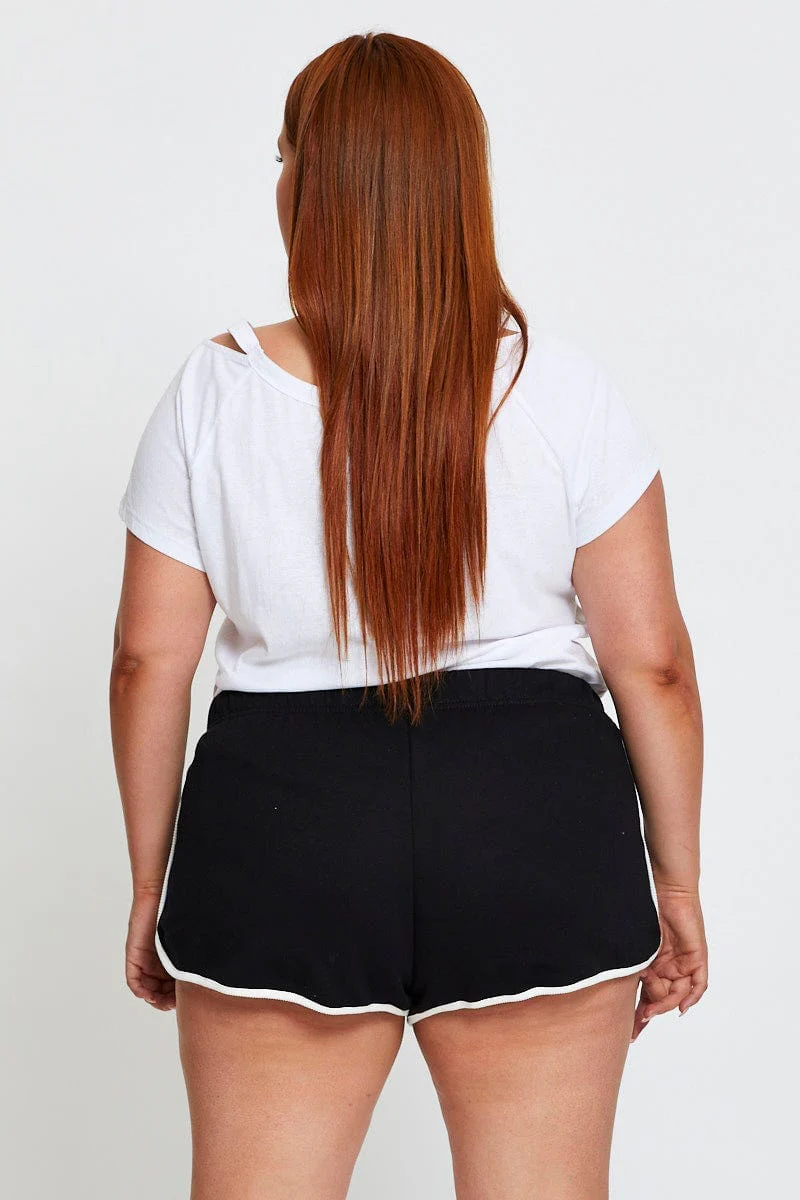 Black Track Shorts High Rise Elastic Waist - Image 5