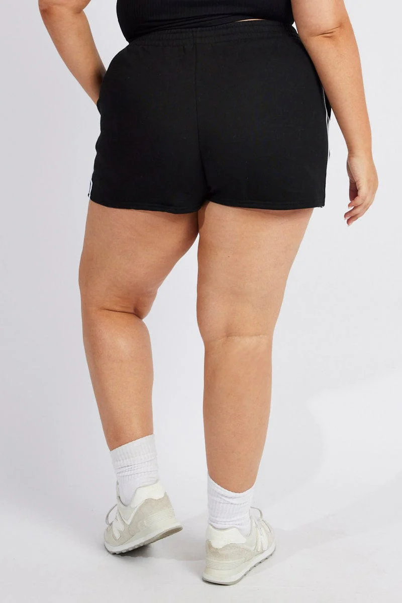 Black Track Shorts High Rise Elastic Waist - Image 5