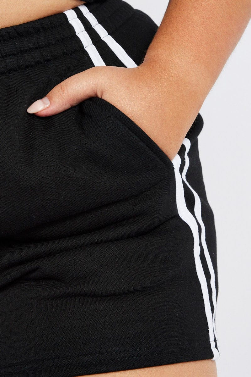 Black Track Shorts High Rise Elastic Waist - Image 6