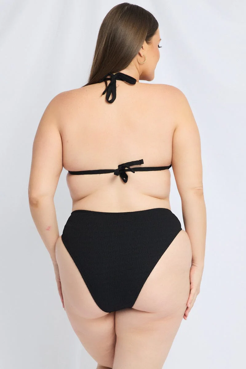 Black Triangle Bikini Set With Sarong - Image 4
